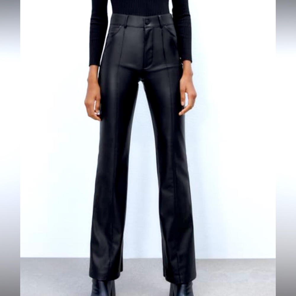 ZARA FAUX LEATHER FLARED PANTS
